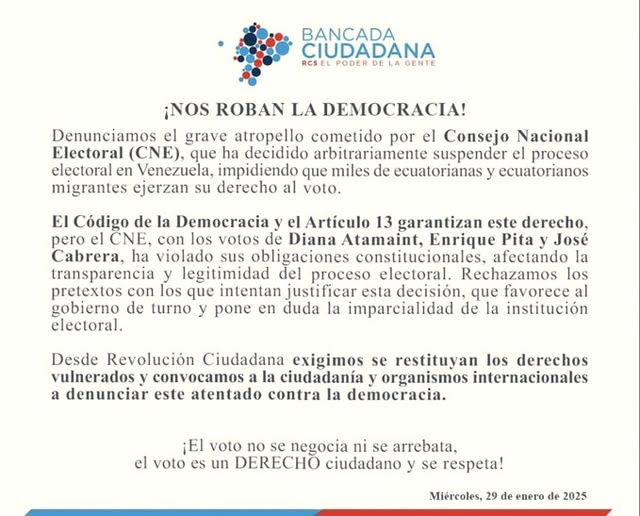 POR SITUACIÓN CONFLICTIVA, Y FALTA DE RESPUESTA, HACE QUE CERCA DE 10.000 ECUATORIANOS QUE VIVEN EN VENEZUELA, NO PODRÁN VOTAR.