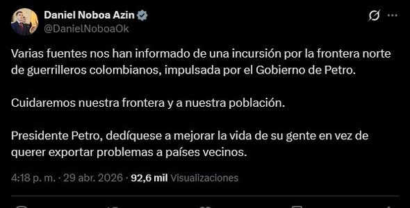 PRESIDENTE NOBOA DENUNCIA INCURSIÓN DE GUERRILLEROS COLOMBIANOS EN TERRITORIO ECUATORIANO.-