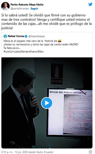 EL PERITO ROBERTO MEZA RECHAZA Y RESPONDE LOS ATAQUES DEL PRÓFUGO RAFAEL CORREA SOBRE EL CASO "GABELA".