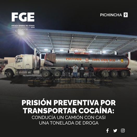 PRISIÓN PARA CONDUCTOR DE TANQUERO, QUE LLEVABA CASI UNA TONELADA DE COCAÍNA.