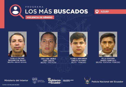 POLICÍA NACIONAL PUBLICA A LOS MÁS BUSCADOS DEL AZUAY.- SE SOLICITA ENTREGAR INFORMACIÓN SOBRE SU PARADERO.