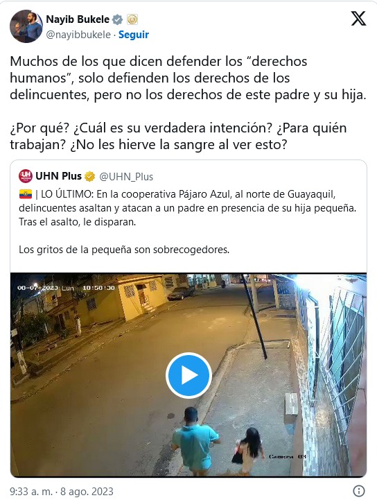 POLICÍA NACIONAL INVESTIGA EL CASO DE UN DELINCUENTE QUE DISPARA A UNA PERSONA QUE CAMINABA CON SU TIERNA HIJA, EN LA COOPERATIVA "PÁJARO AZUL" EN GUAYAQUIL