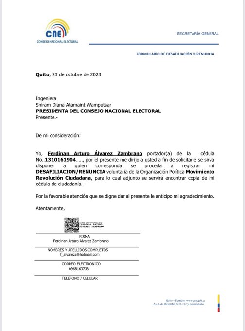 "DICHO Y HECHO", ASAMBLEISTA FERDINAN ÁLVAREZ PRESENTÓ SU DESAFILIACIÓN DE LA REVOLUCIÓN CIUDADANA POR LOS CONFLICTO CON JORGE GLAS.-