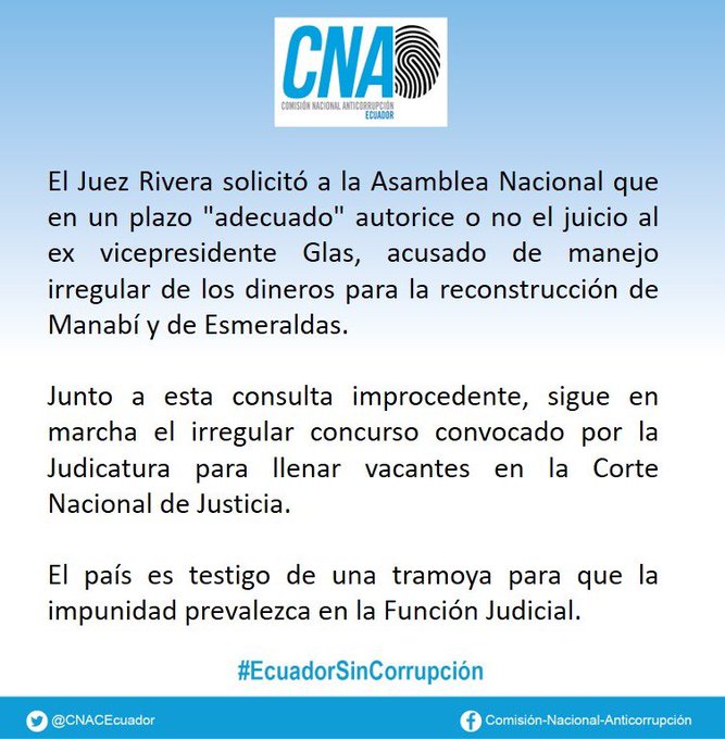 "LUIS RIVERA MÁS PARECE ABOGADO DE GLAS, QUE JUEZ DE LA CORTE NACIONAL DE JUSTICIA"