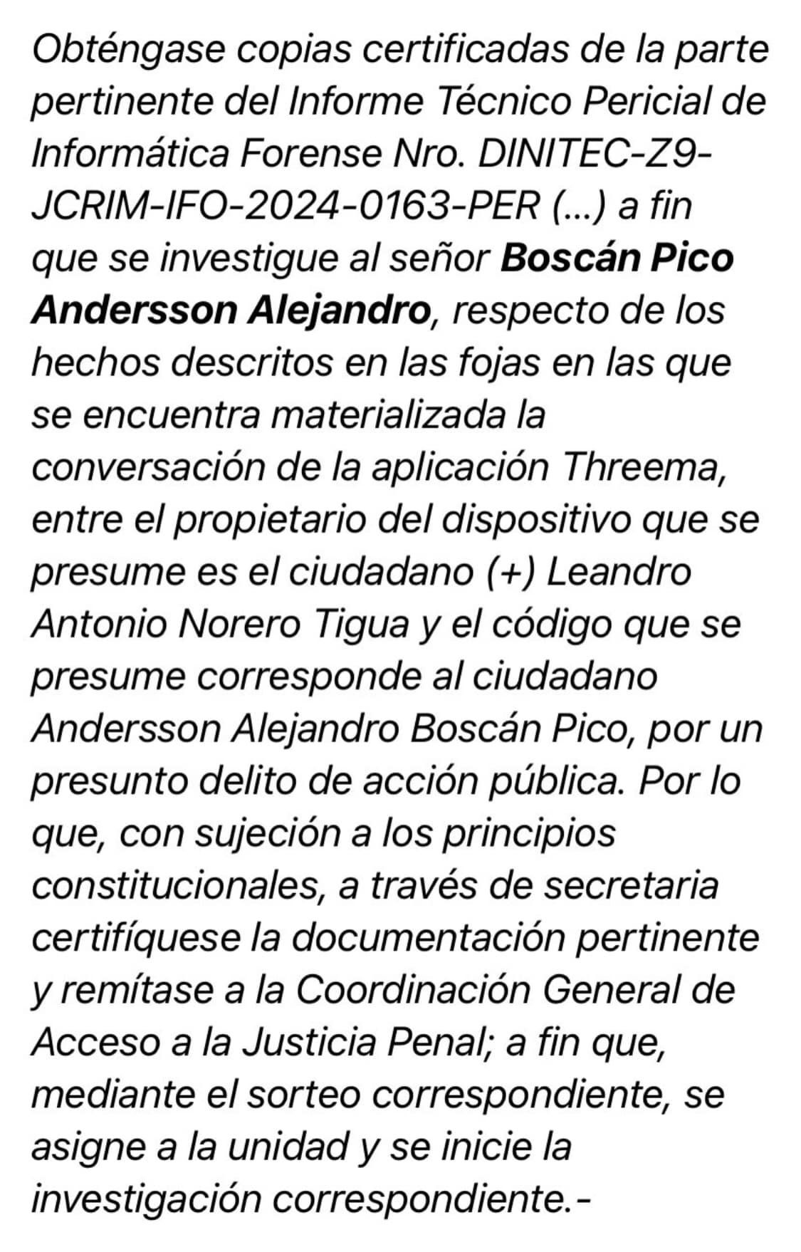 FISCALÍA DISPONE SE ABRA INVESTIGACIÓN INDEPENDIENTE A PERIODISTA ANDERSSON BOSCAN.-