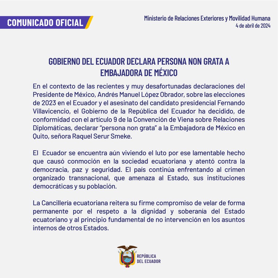 "CRISIS DIPLOMÁTICA ECUADOR-MÉXICO"