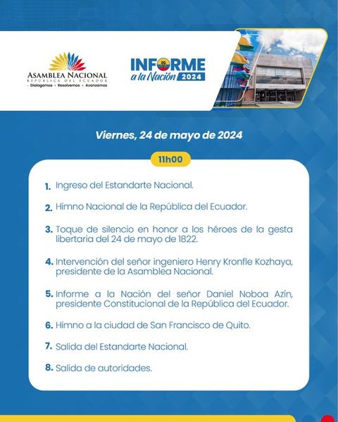 PRESIDENTE NOBOA PRESENTA INFORME A LA NACIÓN ESTE 23 DE MAYO A LAS 11h00.-